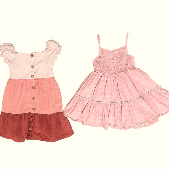 Girls Dress Bundle 4T 5T| Smocked Ruffle + Colorblock Puff Sleeve | Pink Dresses - Picture 1 of 12